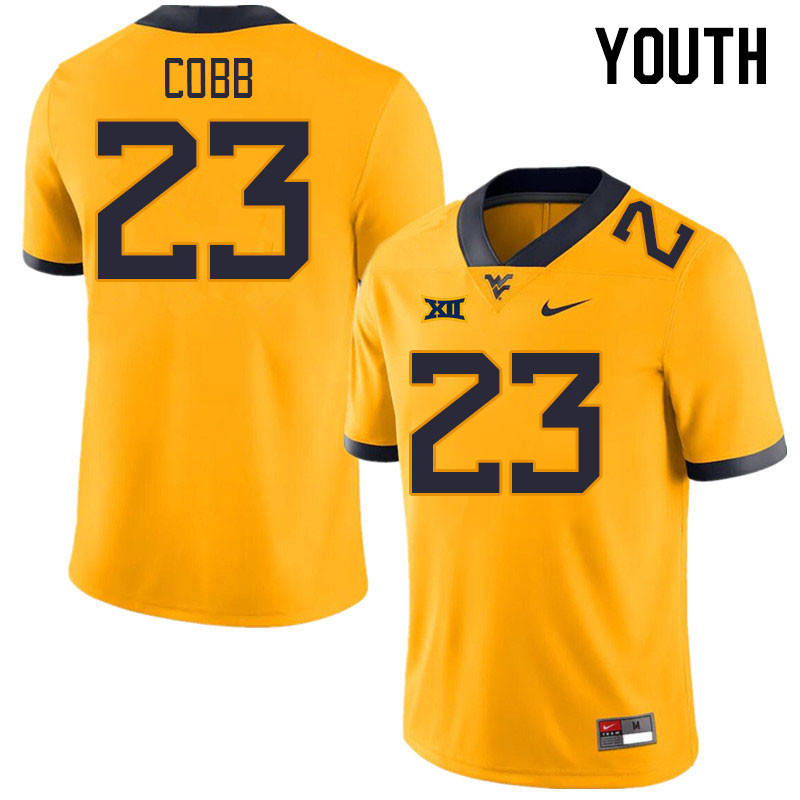 Youth #23 Keyshawn Cobb West Virginia Mountaineers College Football Jerseys Stitched Sale-Gold
